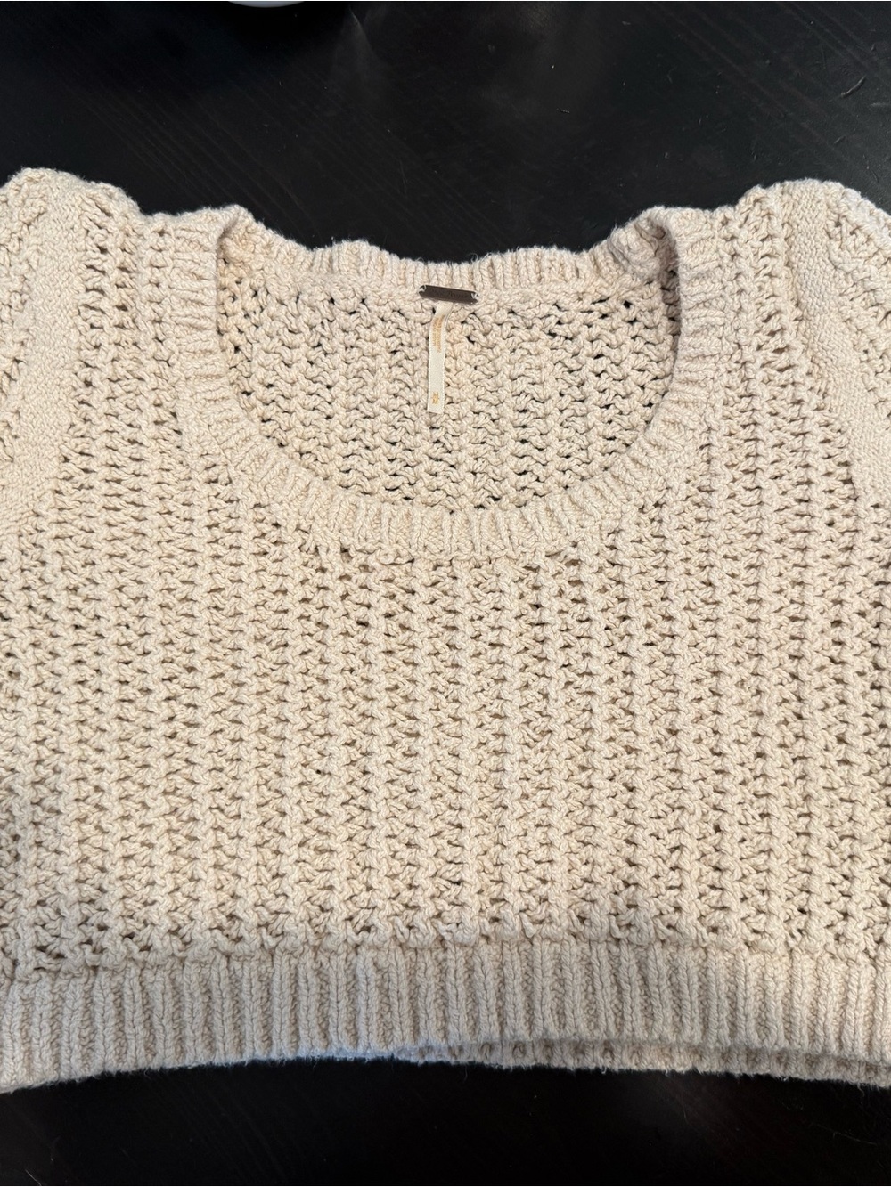 Free People Chunky Crewneck Sweater in Cream